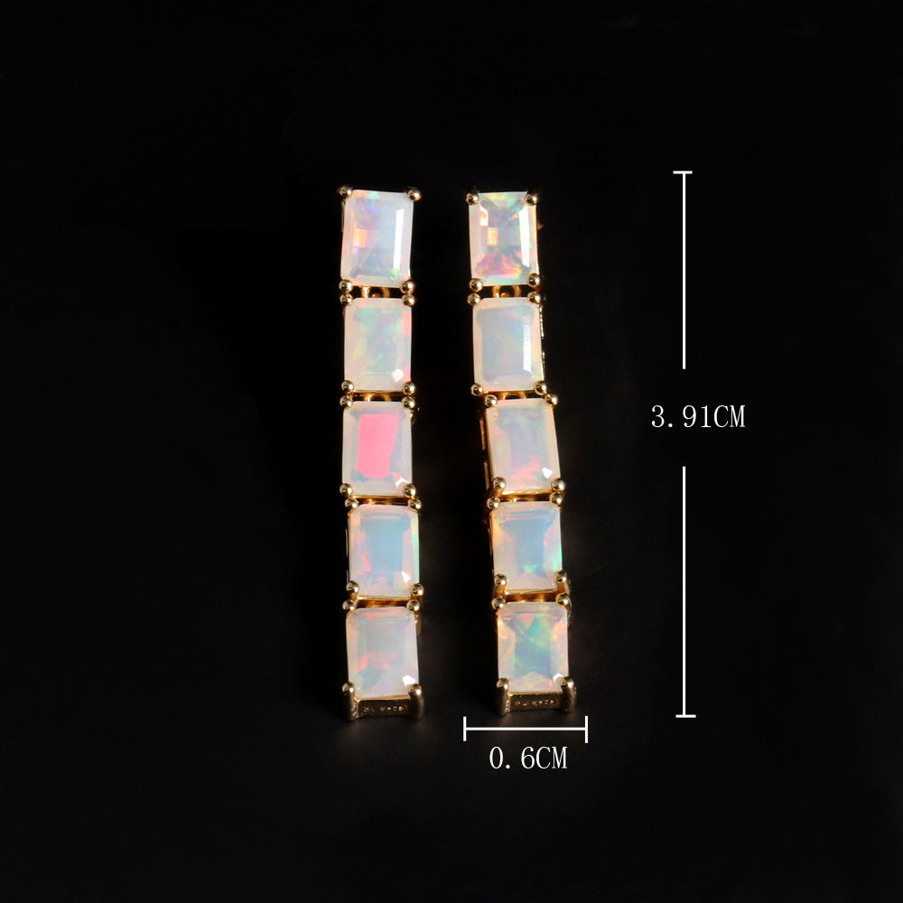 ‘Savannah’ Baguette Opal Line Drop Earrings – dimensions