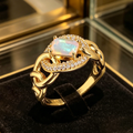 ‘Scout’ Emerald Cut Opal Chain Ring