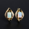 ‘Cecily’ Emerald Cut Opal Rhombus Earrings
