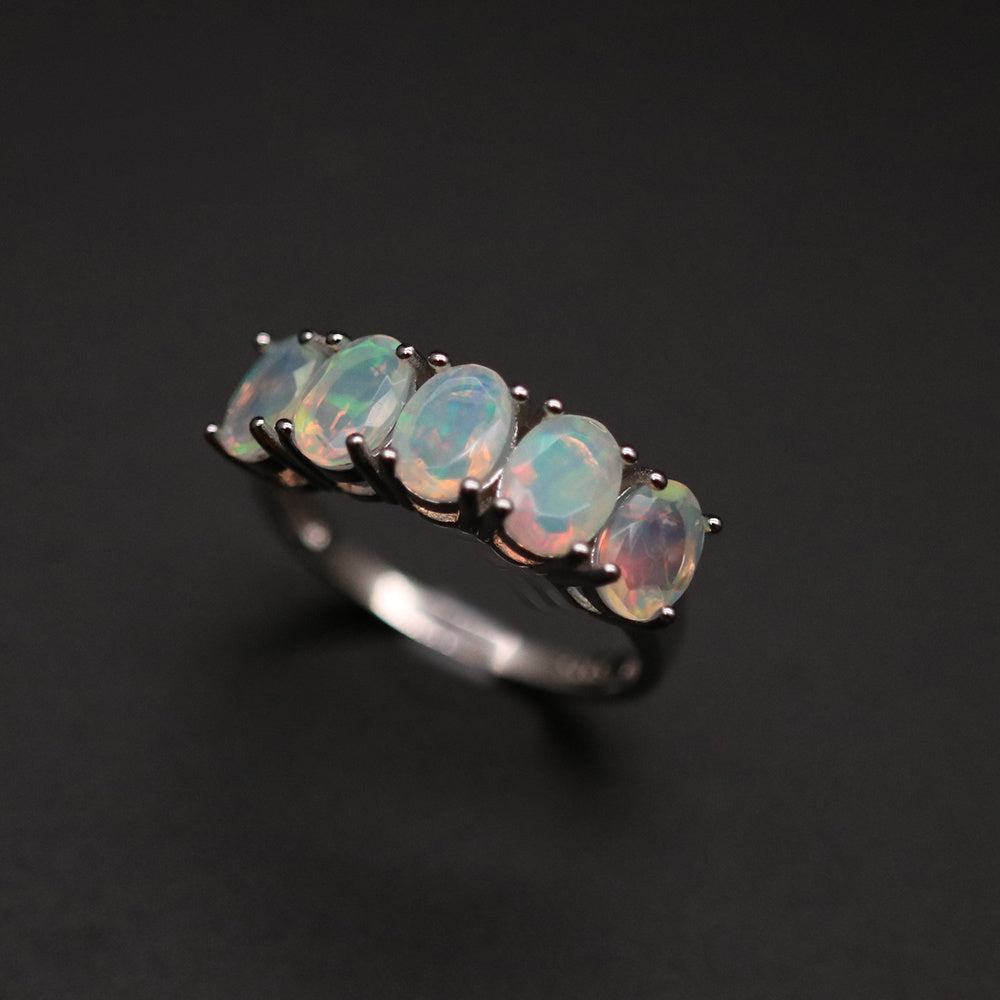 ‘Avalon’ Five Stone Oval Opal Ring – angle right