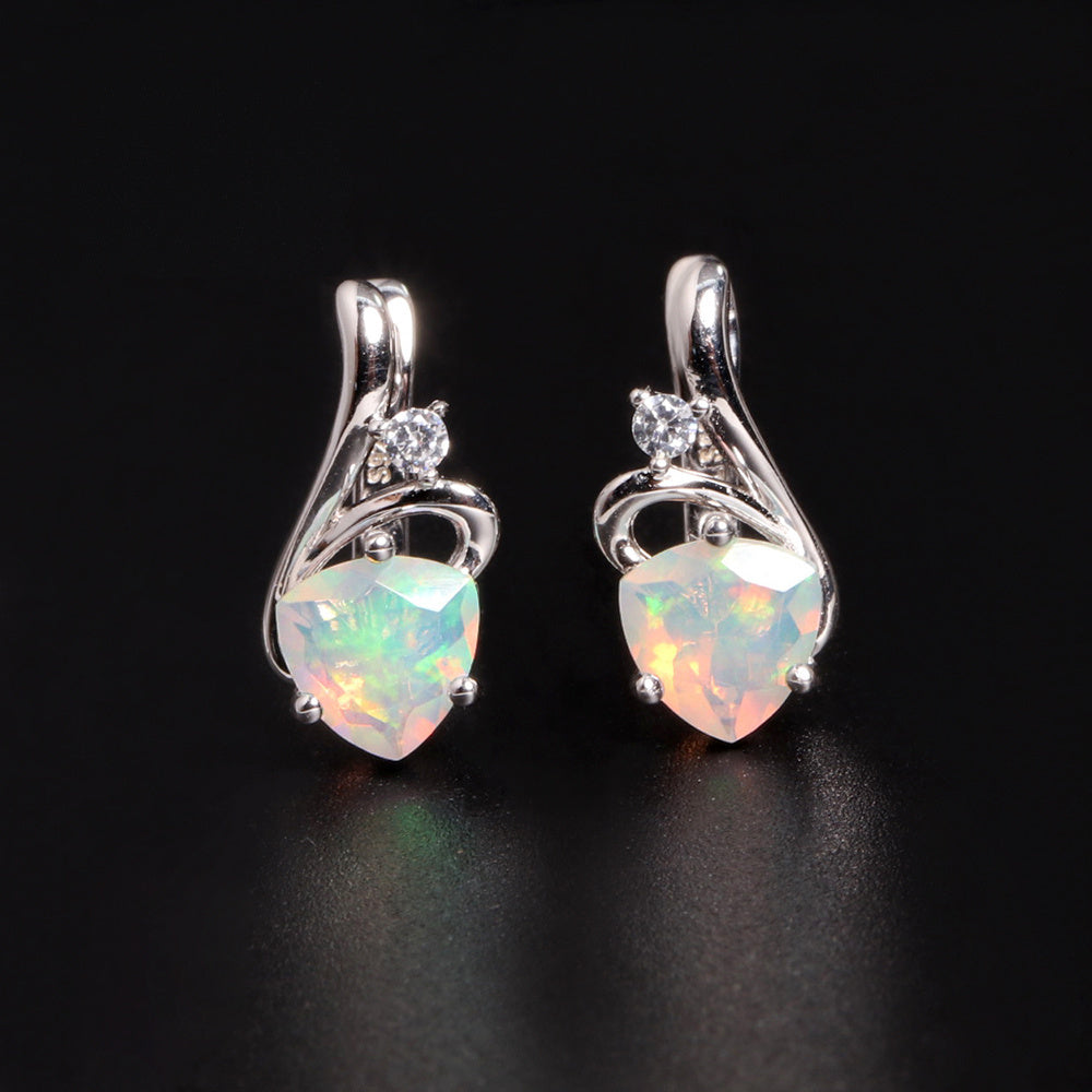 ‘Loveday’ Heart Cut Opal Drop Earrings