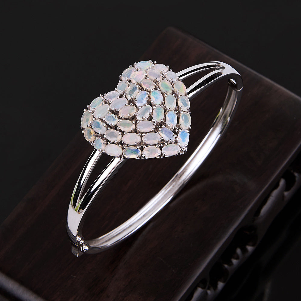 ‘Eloise’ Heart Opal Cluster Bangle – top angle