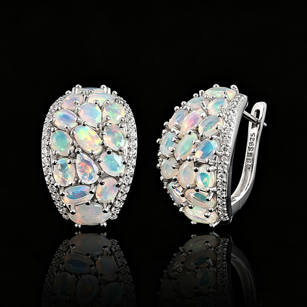 ‘Coralie’ Large Opal Cluster Dome Earrings