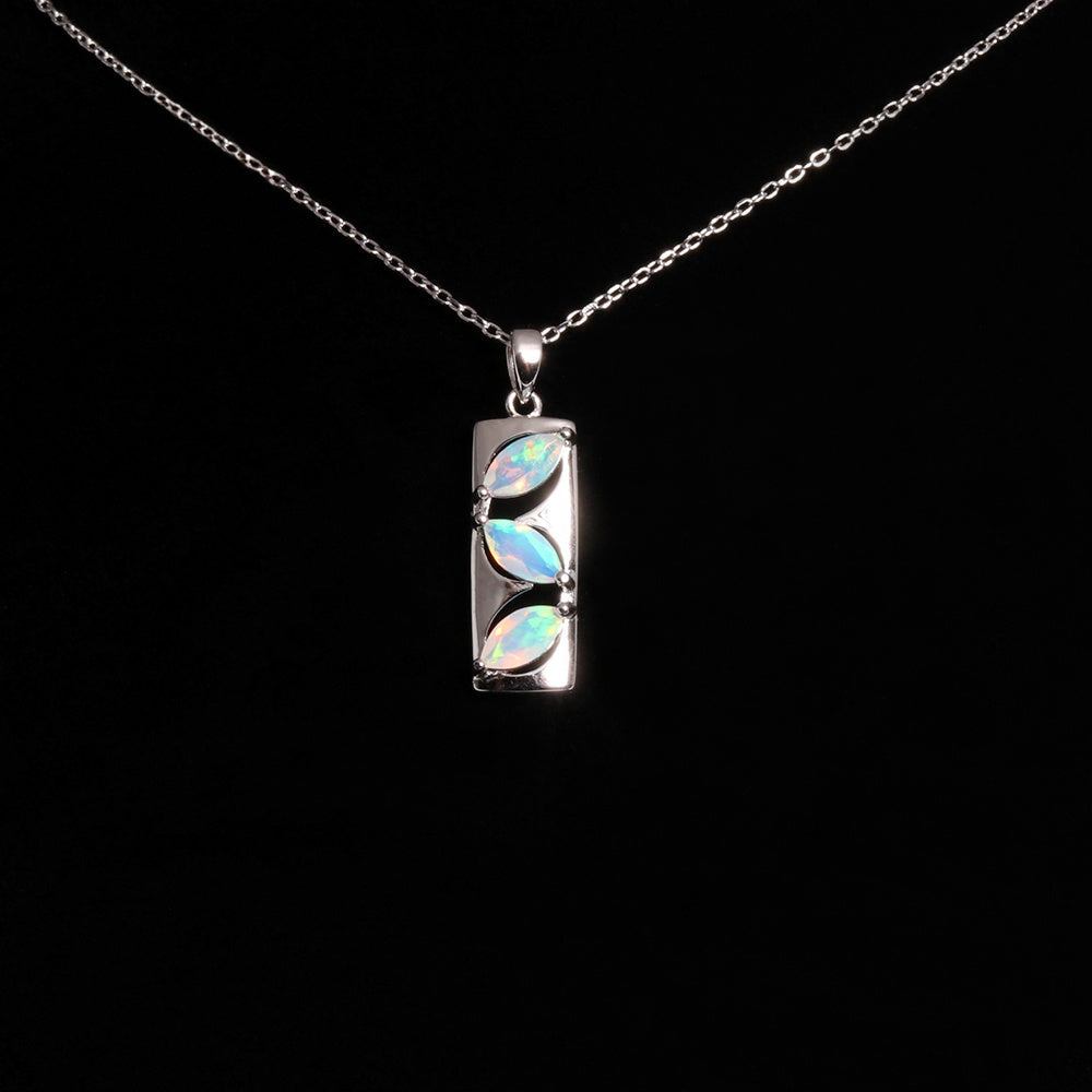 ‘Elodie’ Marquise Opal Bar Pendant – front black