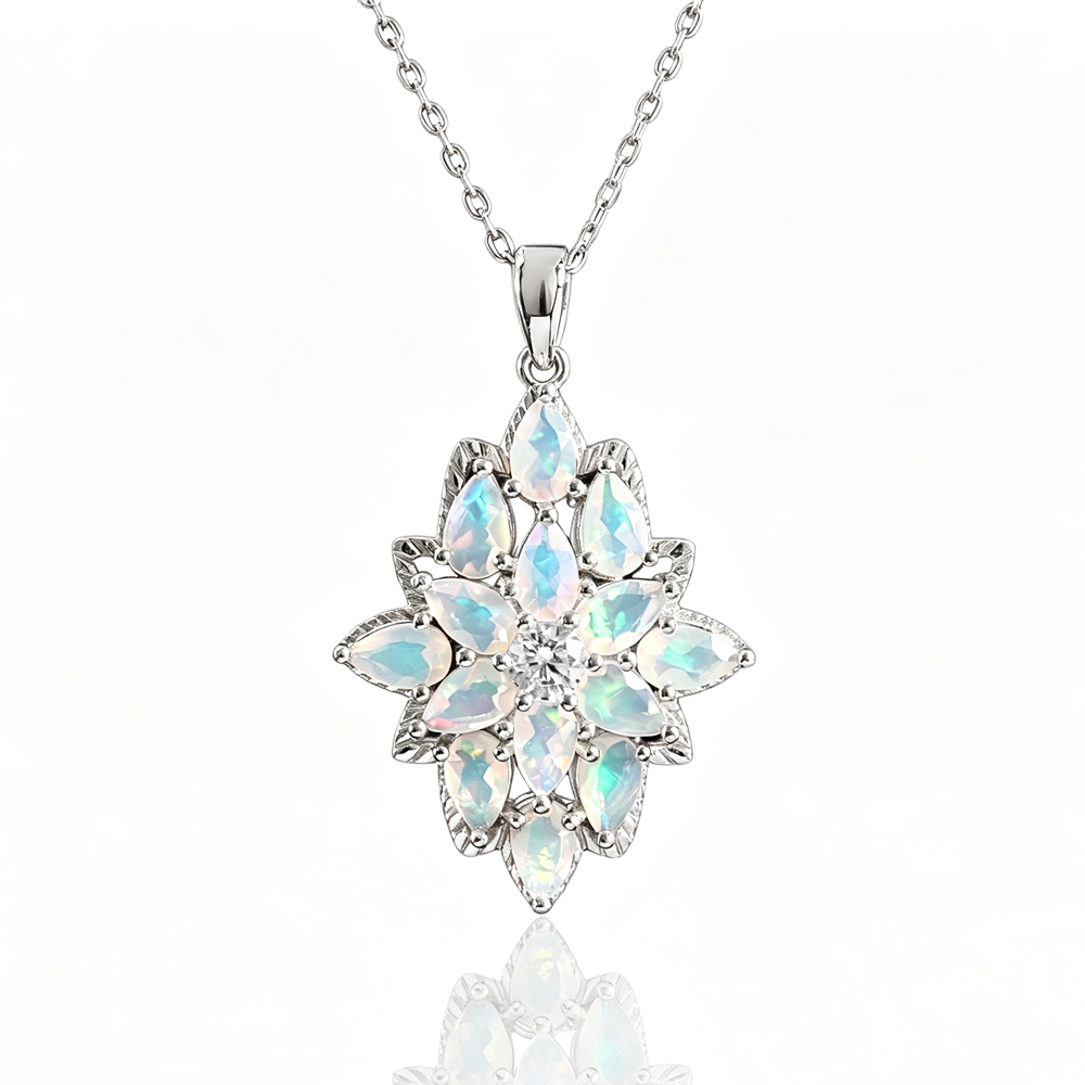 ‘Winnie’ Marquise Opal Cluster Pendant – white background