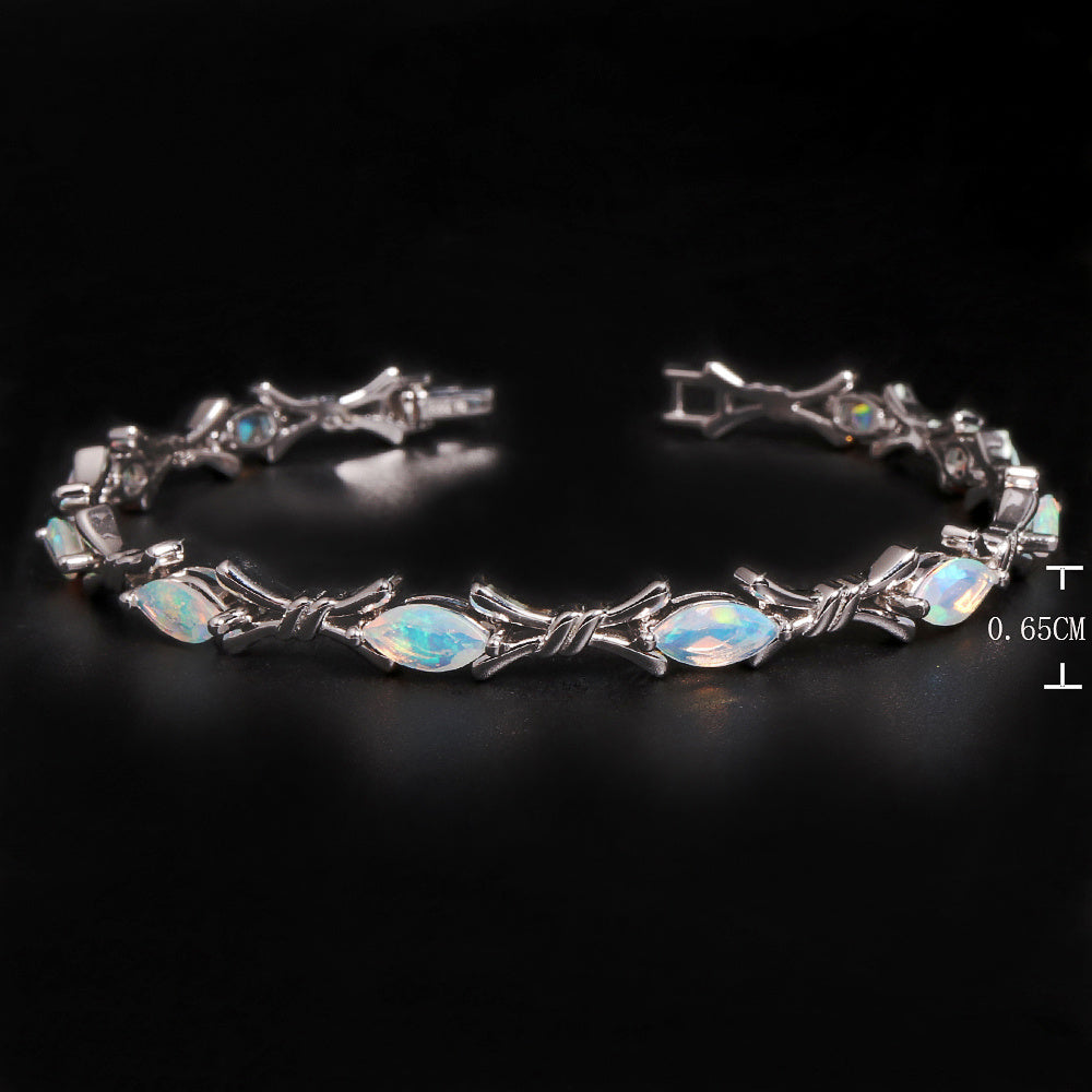 ‘Melrose’ Marquise Opal Cross Link Bracelet – dimensions silver
