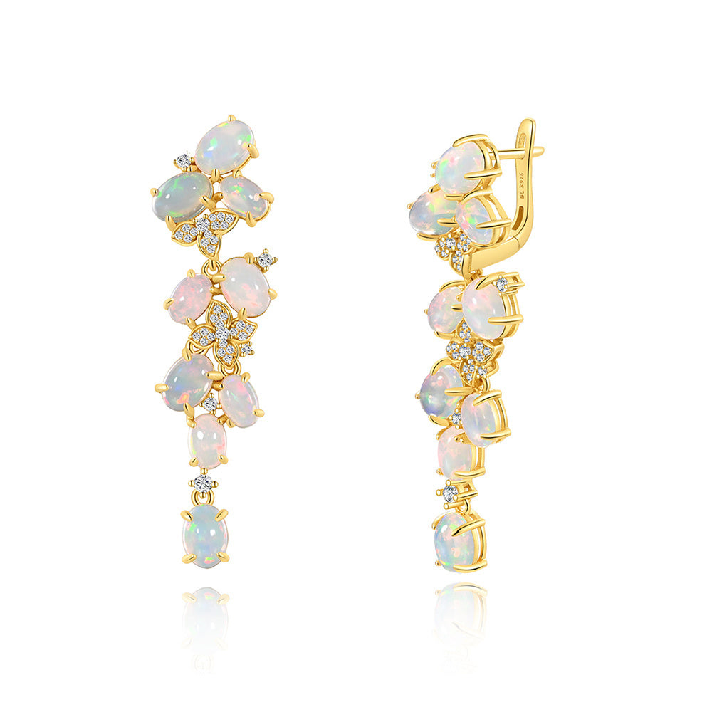 ‘Adelaide’ Opal Cluster Cascade Drop Earrings