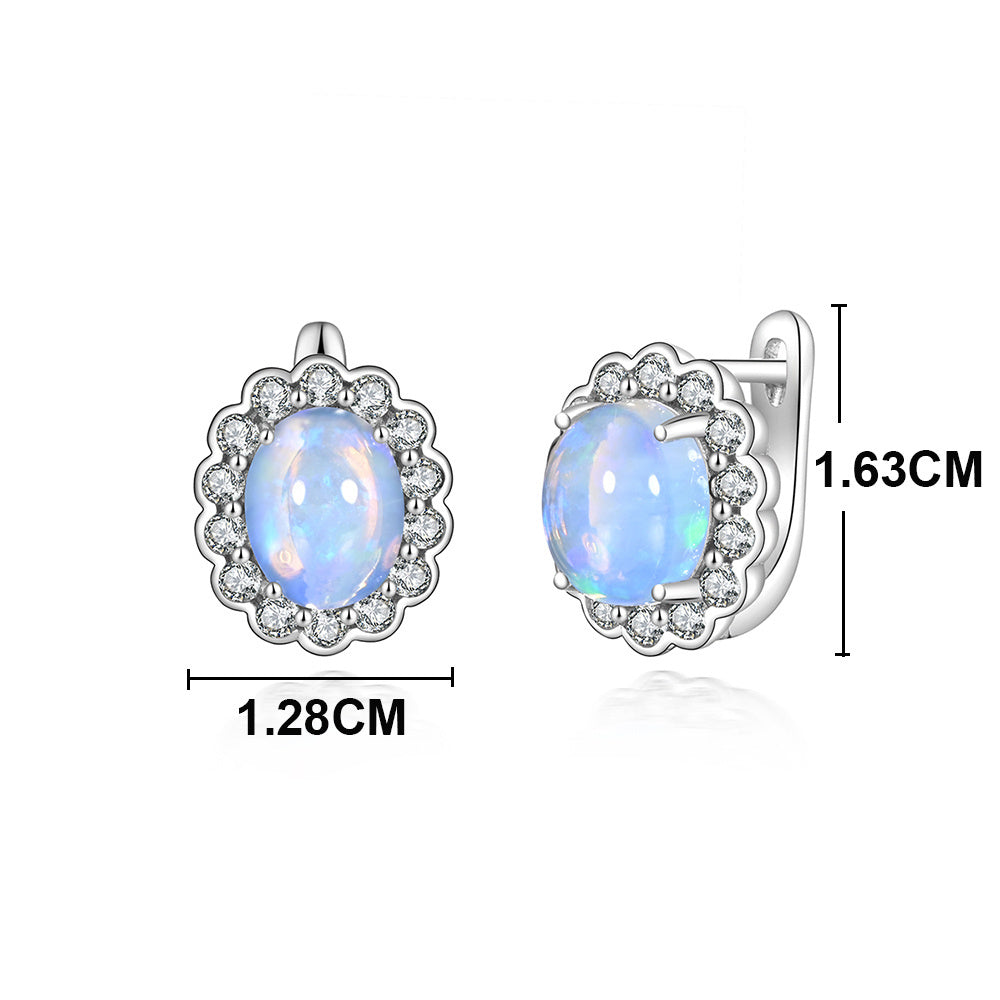 ‘Sutton’ Oval Opal Cabochon Halo Earrings – dimensions
