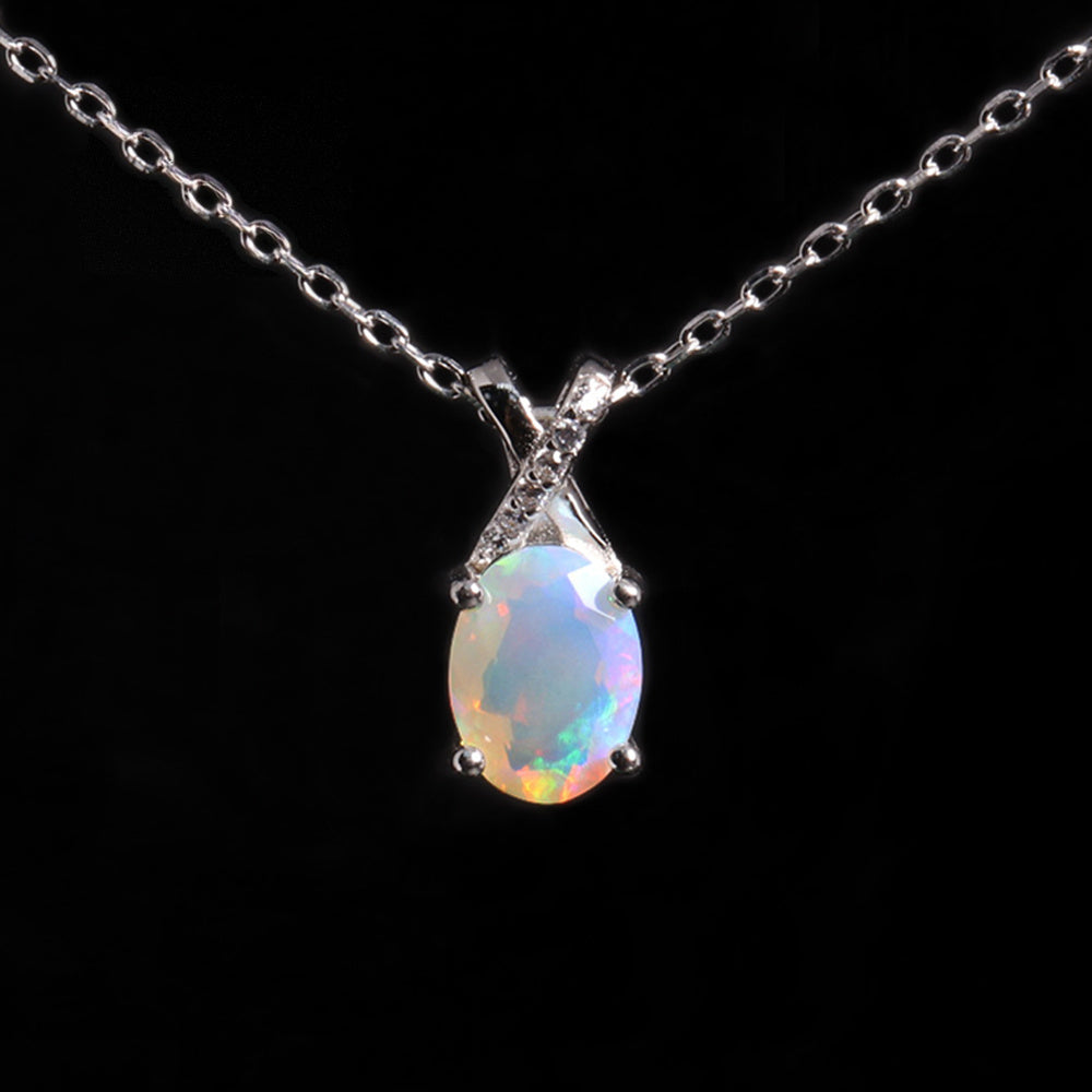 ‘Mercy’ Oval Opal Cross Bail Pendant