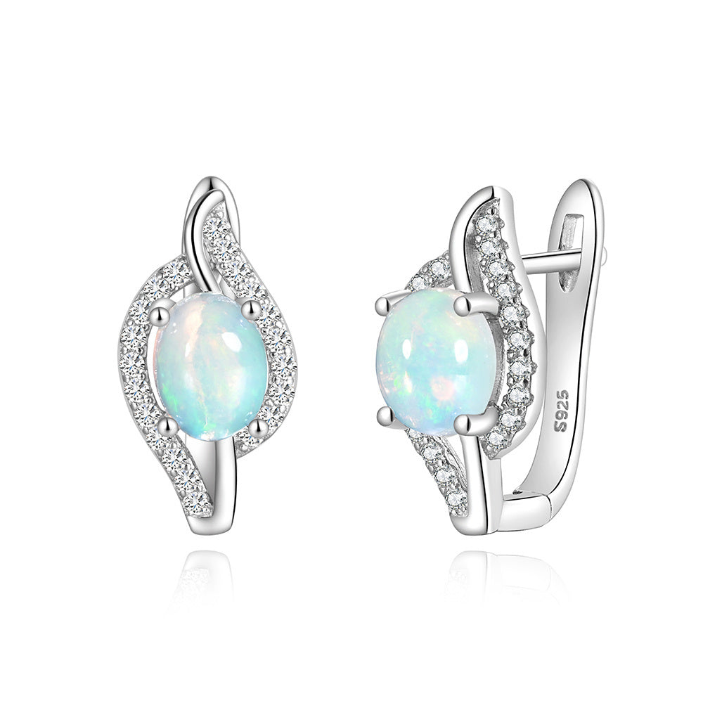 ‘Frankie’ Oval Opal CZ Swirl Earrings