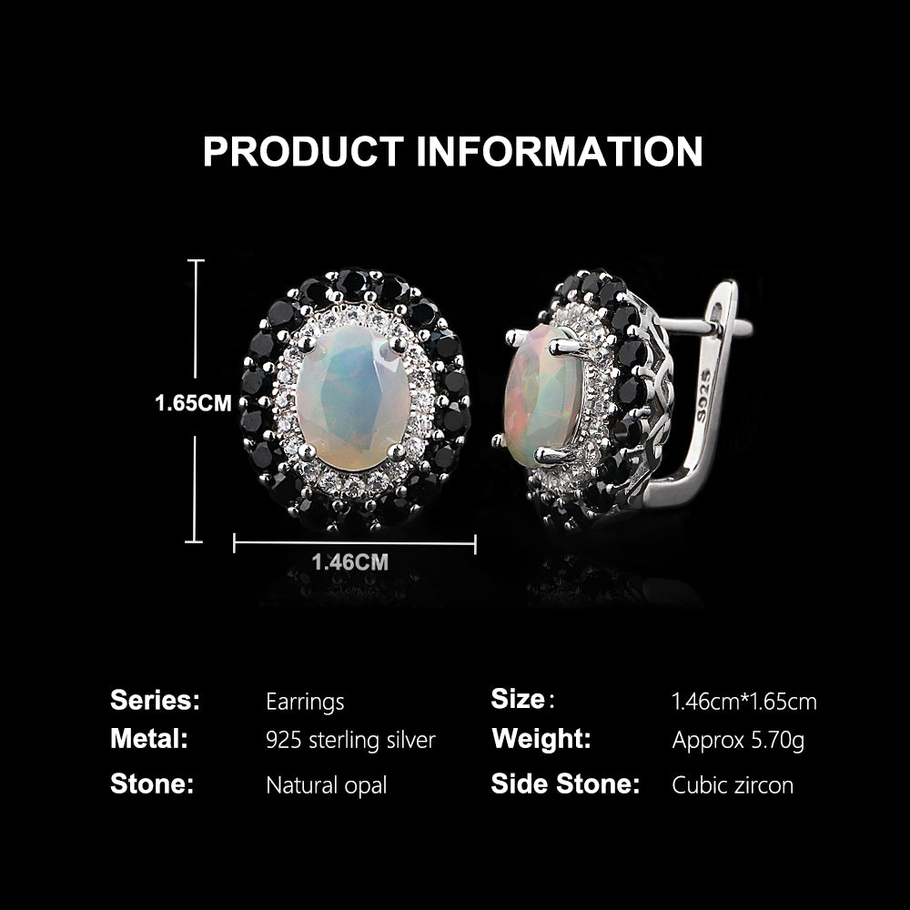 ‘Edith’ Oval Opal Double Halo Earrings (7 × 9 mm) – dimensions