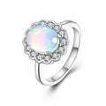 ‘Lavender’ Oval Opal Flower Halo Ring