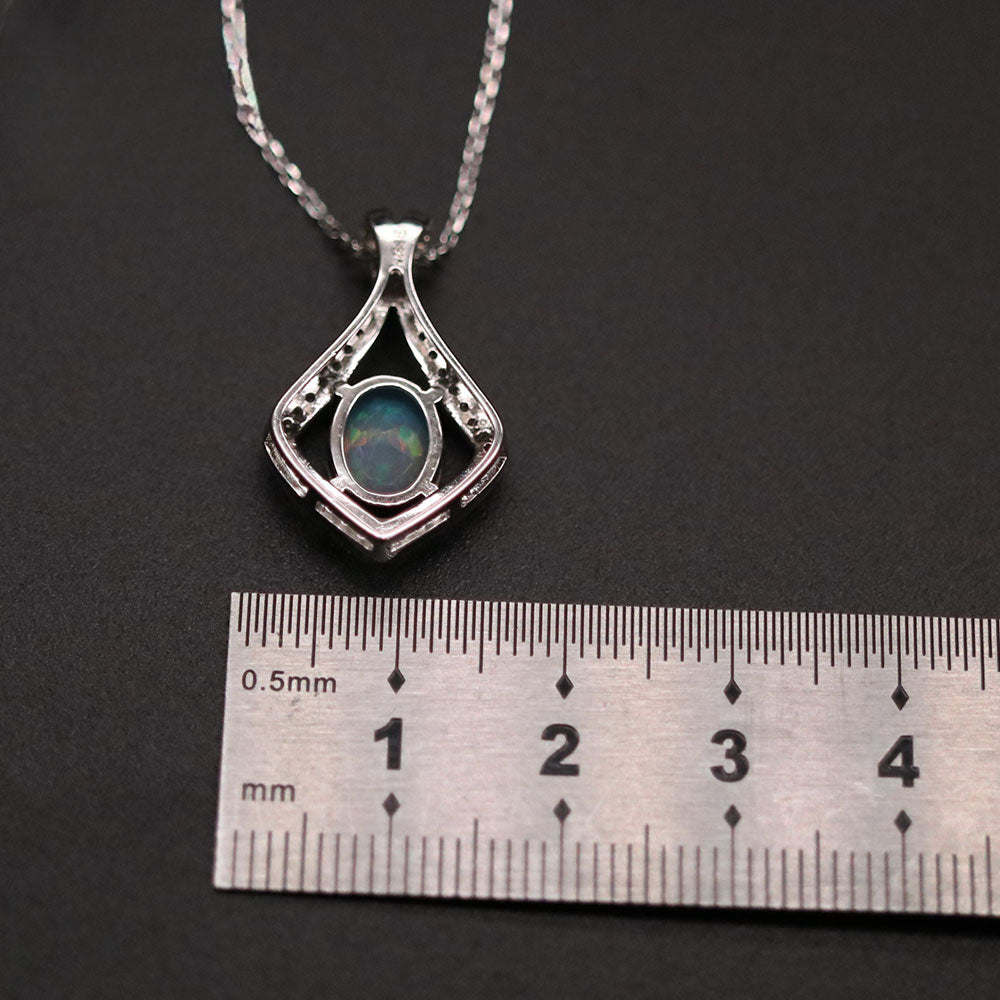 ‘Lark’ Oval Opal Kite Frame Pendant – with ruler