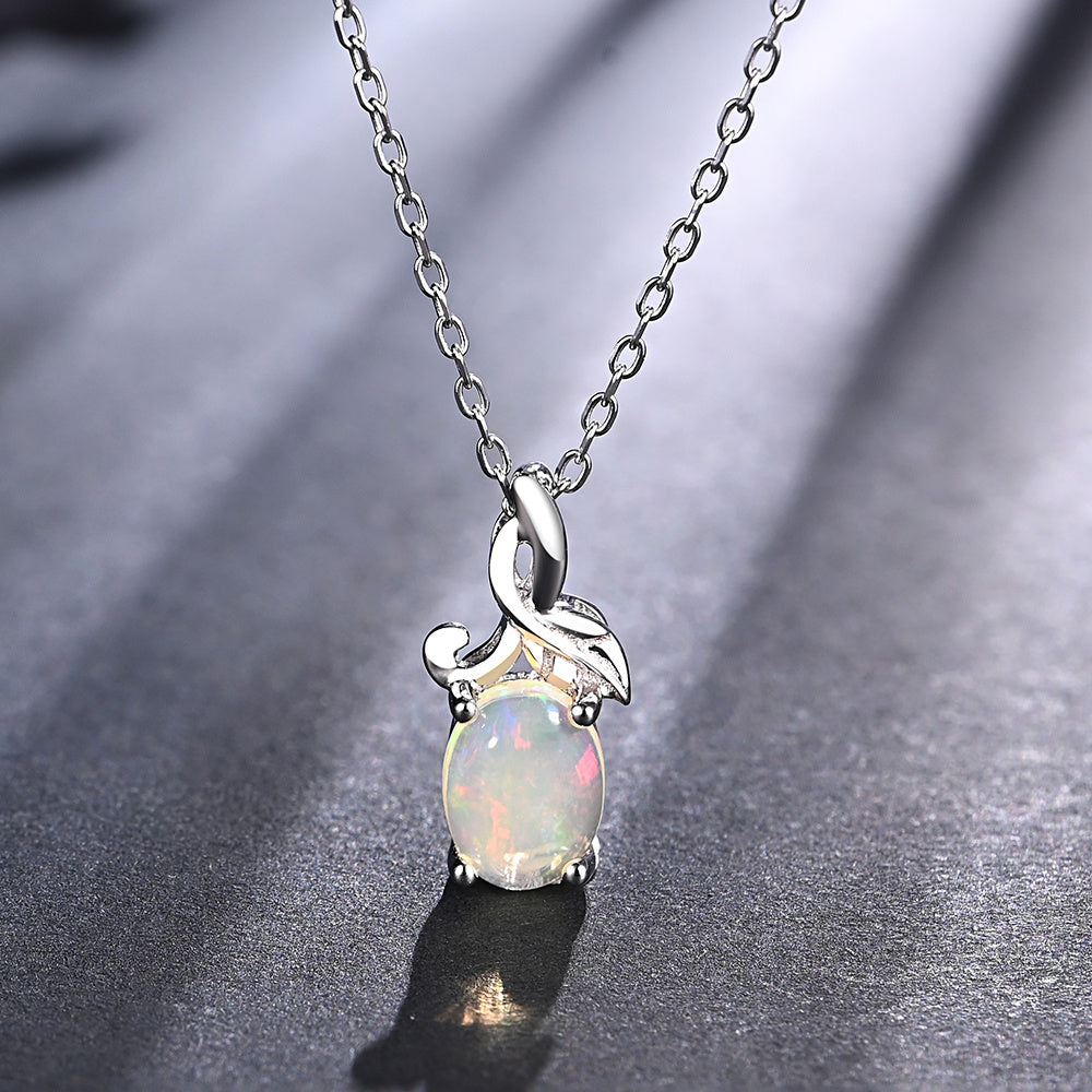‘Rosemary’ Oval Opal Leaf Vine Set – pendant on fabric