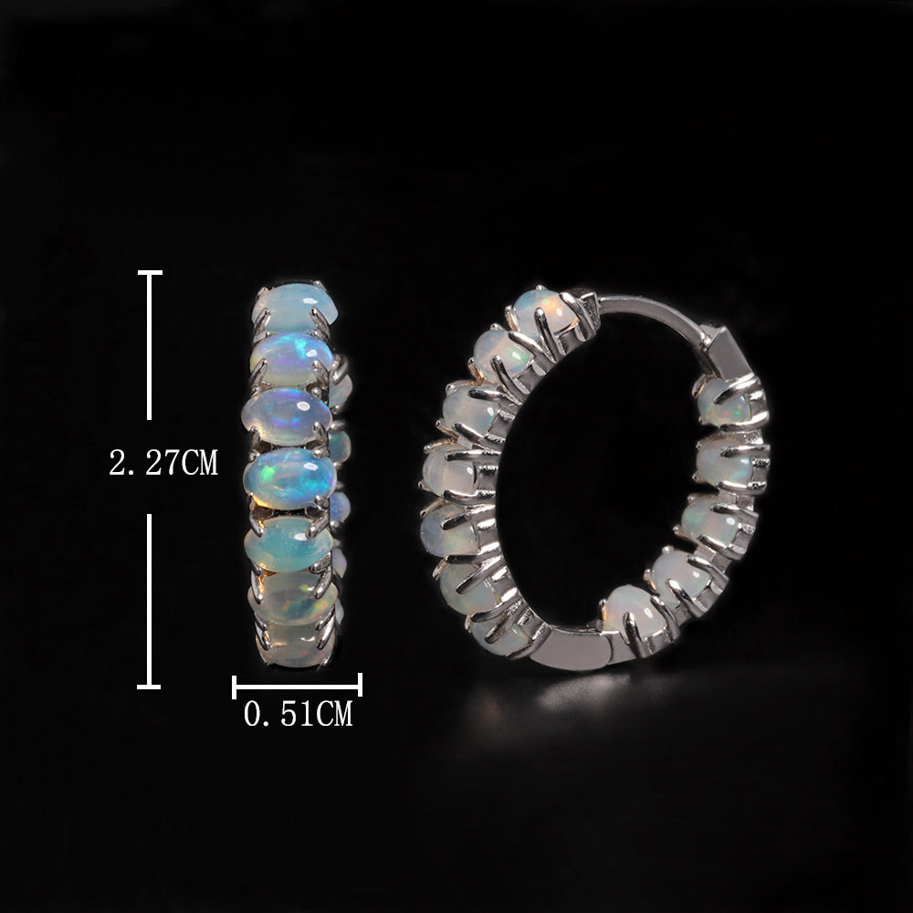 ‘Estelle’ Oval Opal Row Hoop Earrings – dimensions