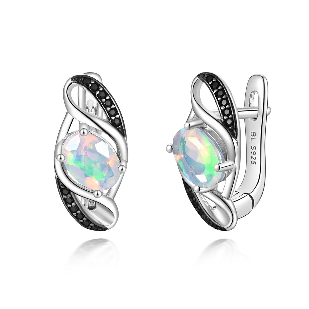 ‘Honey’ Oval Opal Spinel Swirl Earrings
