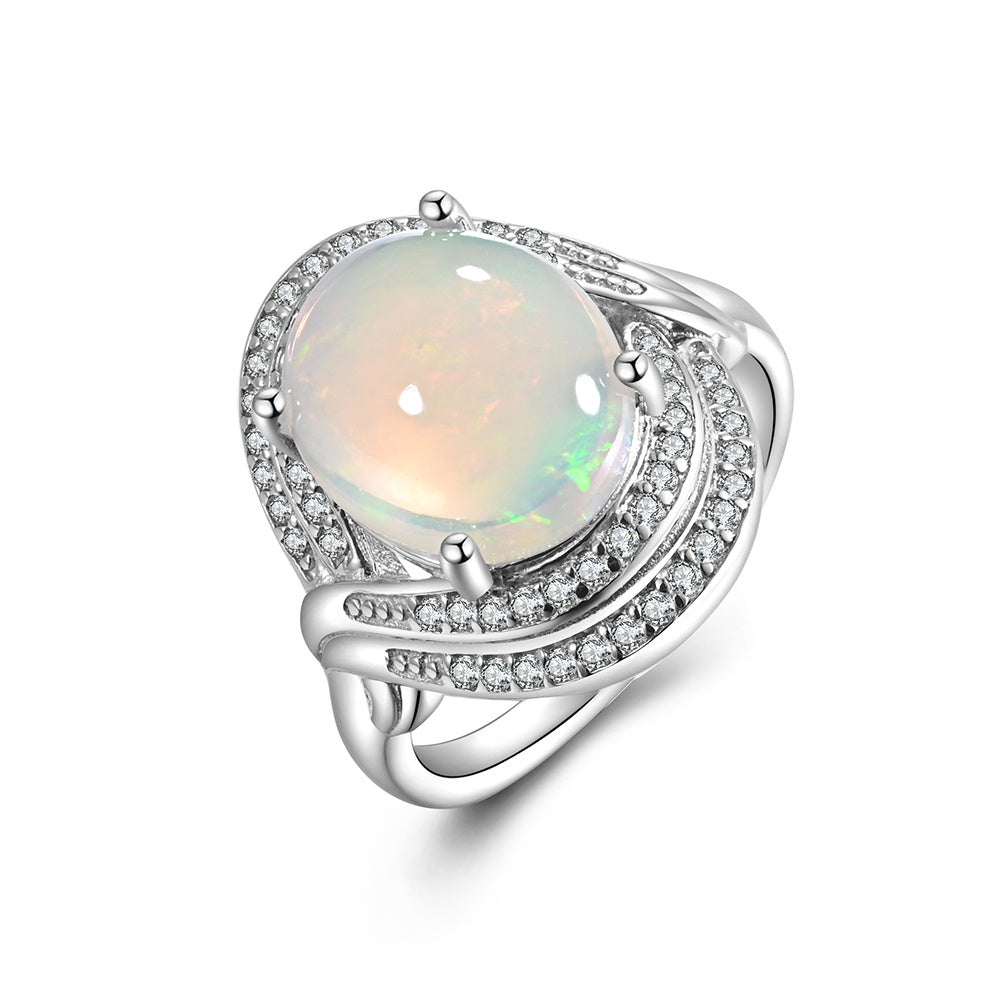 ‘Cove’ Oval Opal Swirl Halo Ring