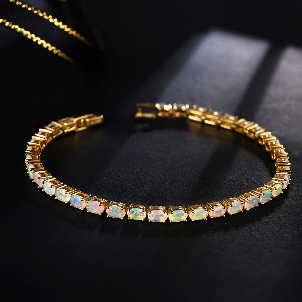 ‘Juniper’ Oval Opal Tennis Bracelet – open curve
