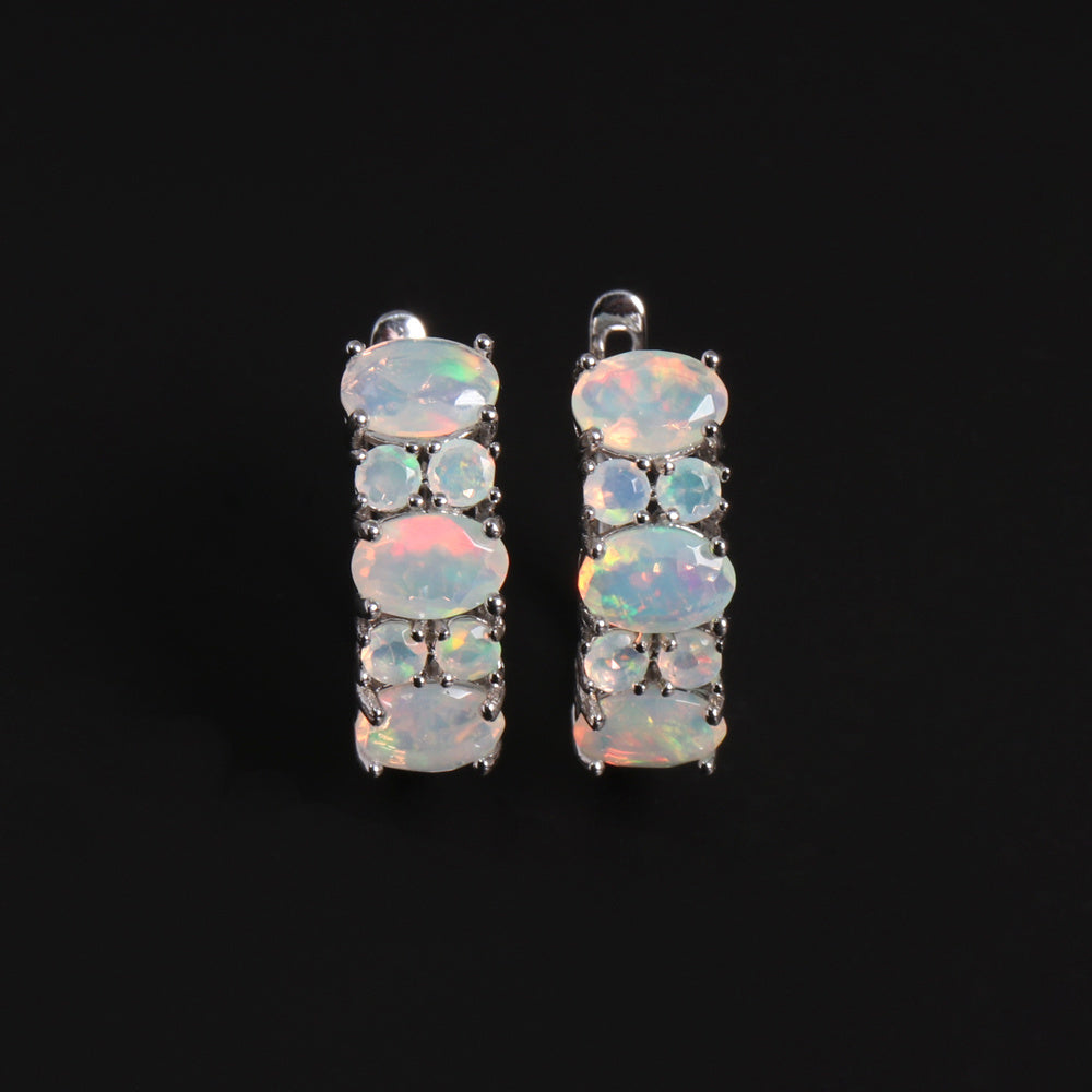 ‘Effie’ Oval Round Opal Huggie Earrings