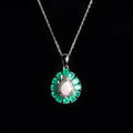 ‘Winton’ Pear Opal Agate Halo Pendant