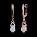 ‘Rose’ Pear Opal Chevron Drop Earrings