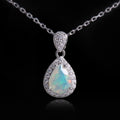 ‘Haven’ Pear Opal Halo Pendant