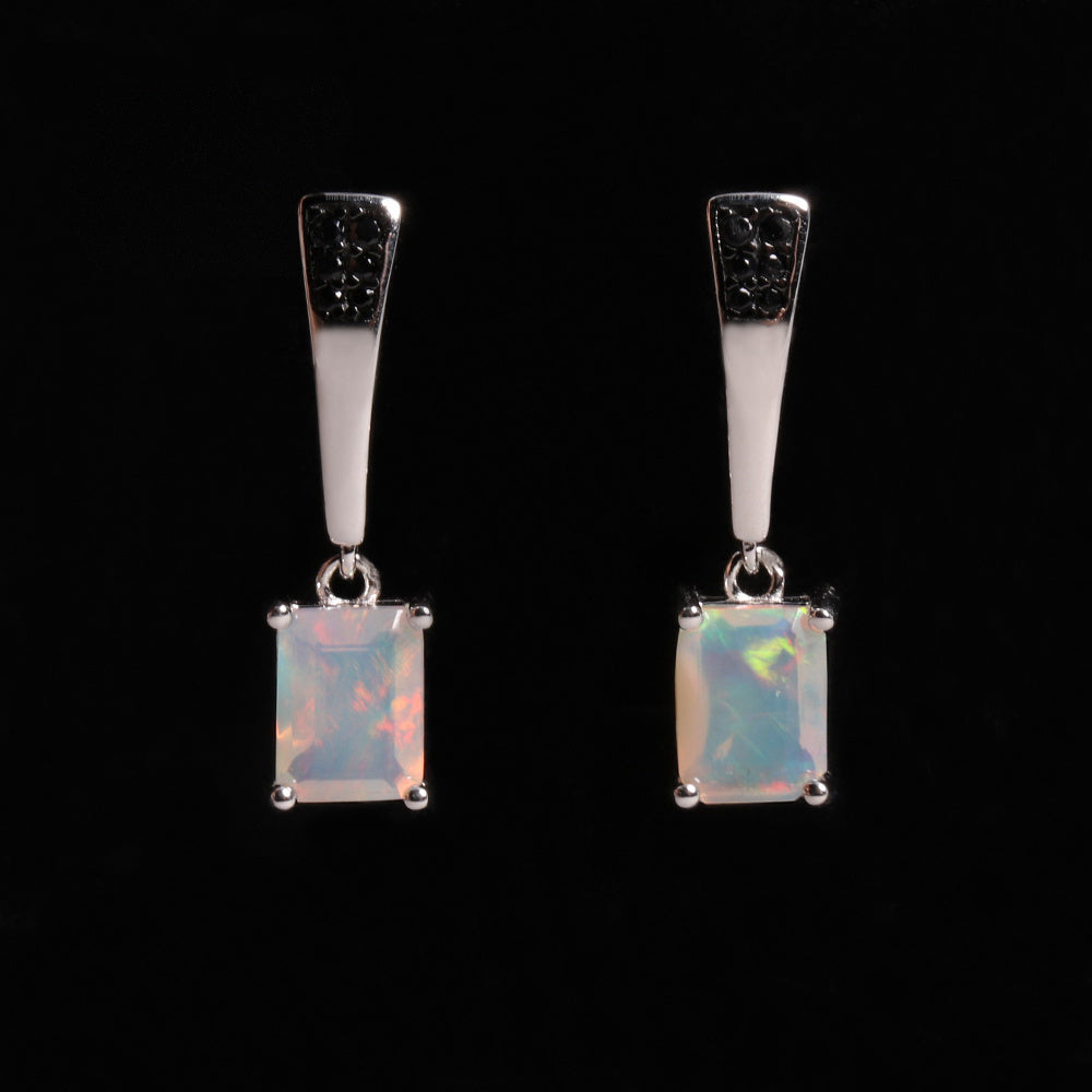 ‘Piper’ Rectangle Opal Tapered Bar Earrings