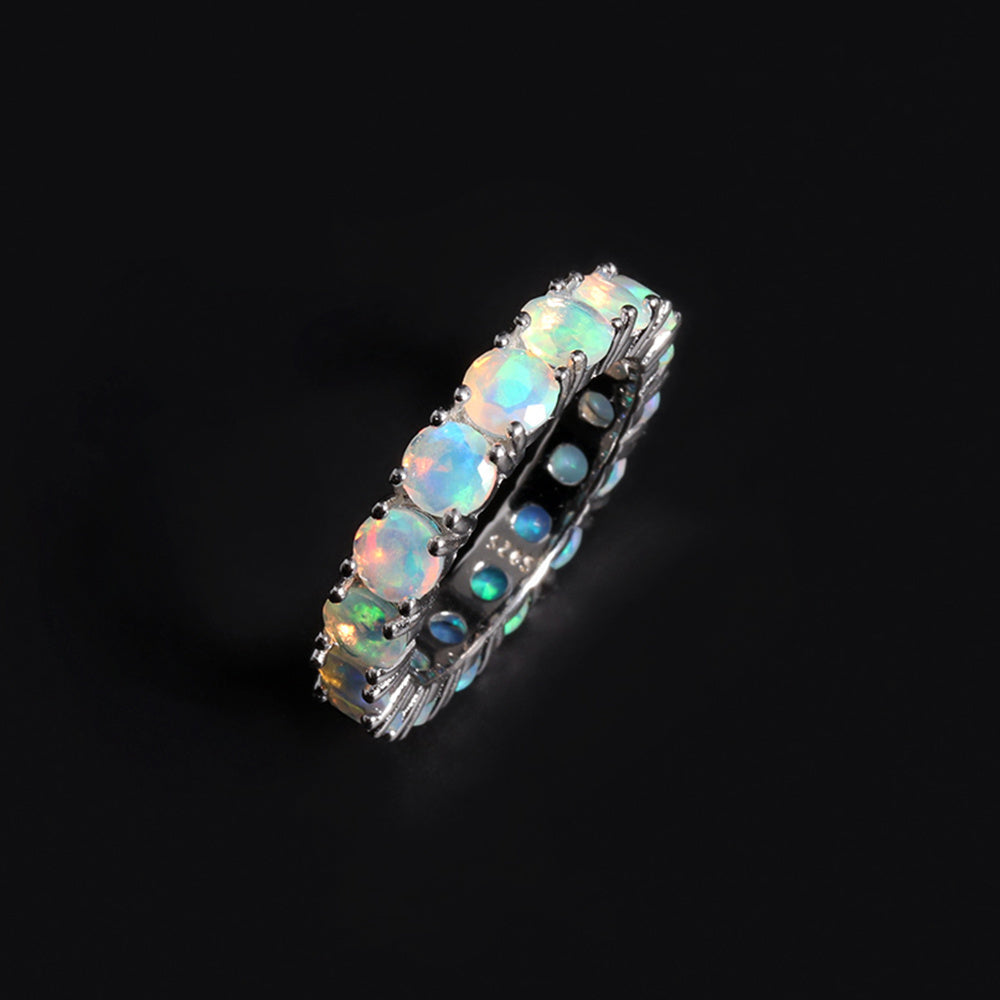 ‘June’ Round Opal Eternity Band Ring