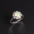 ‘Camellia’ Round Opal Flower Cluster Ring