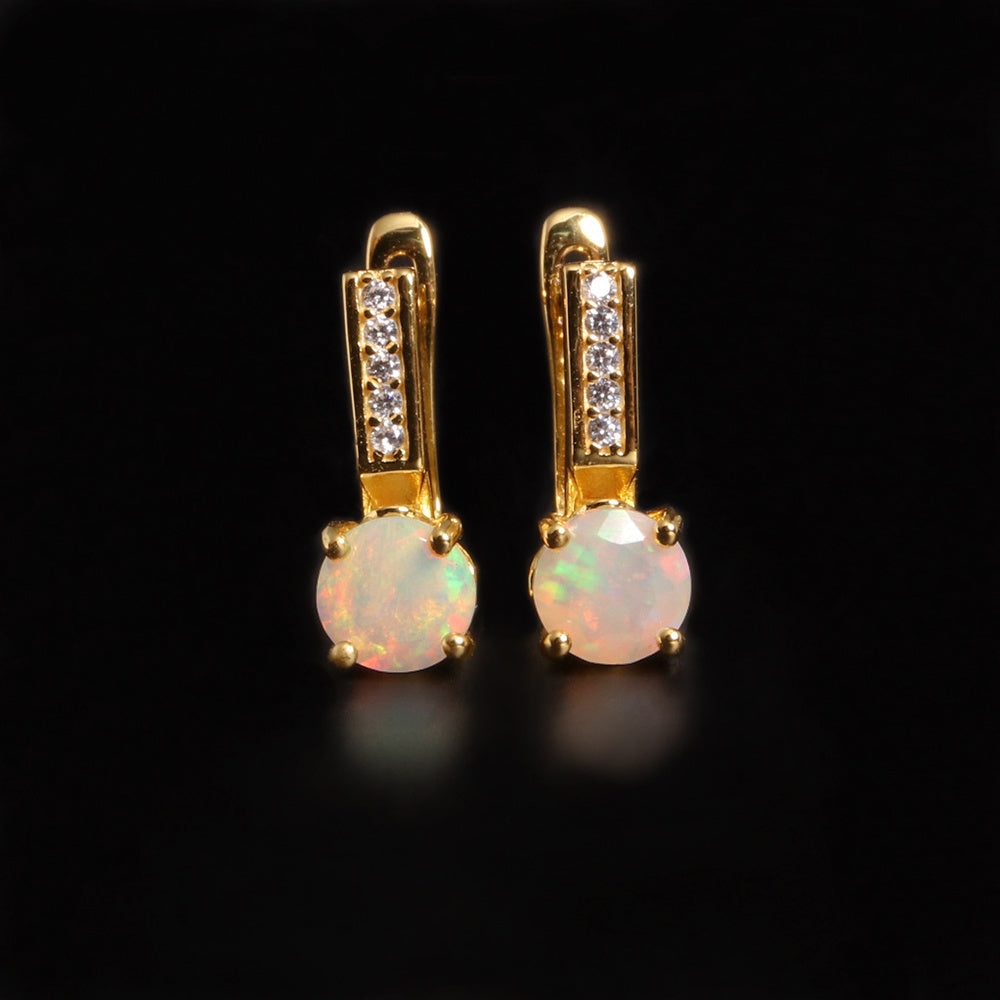‘Mesa’ Round Opal Pave Bar Earrings