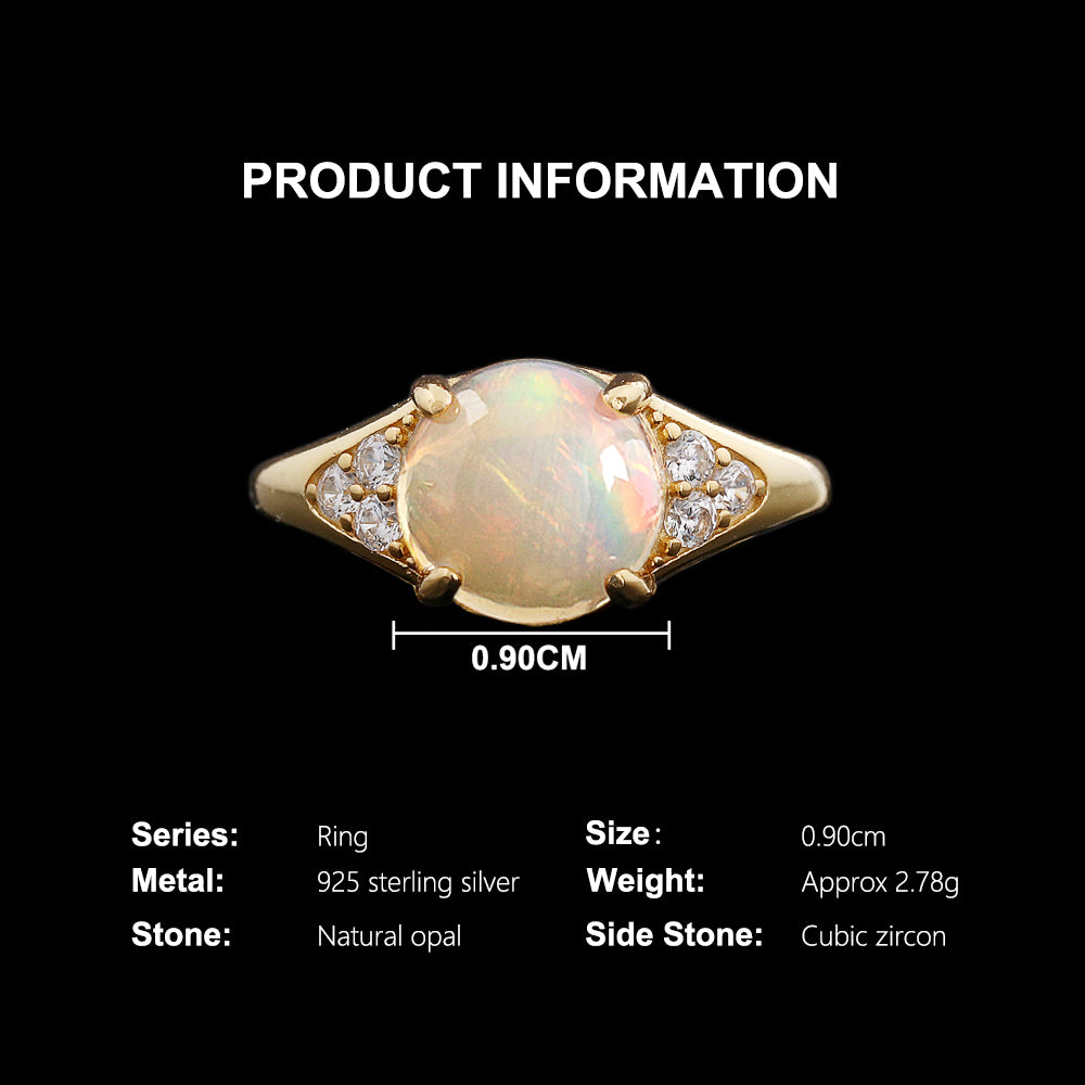 ‘Halley’ Round Opal Pave Shoulder Ring – dimensions