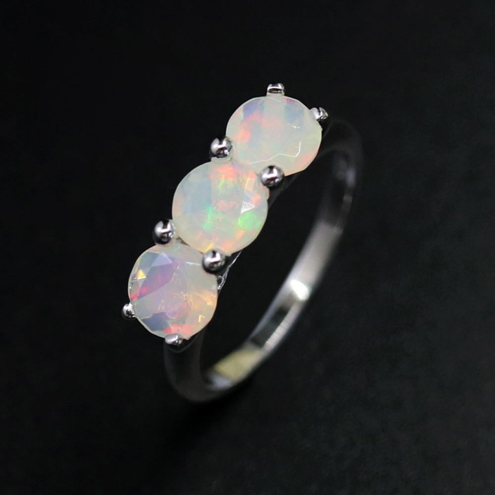 ‘Ridley’ Round Opal Three Stone Ring