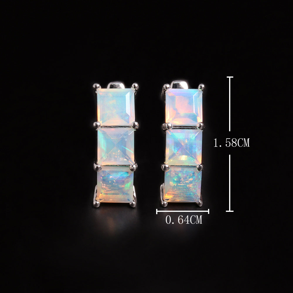 ‘Aubrey’ Square Opal Three Stone Set – earring dimensions