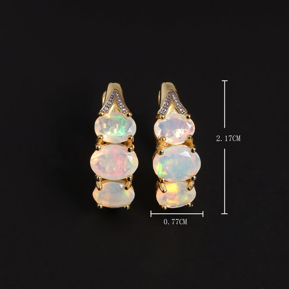 ‘Saffron’ Stacked Oval Opal Clip Earrings – dimensions