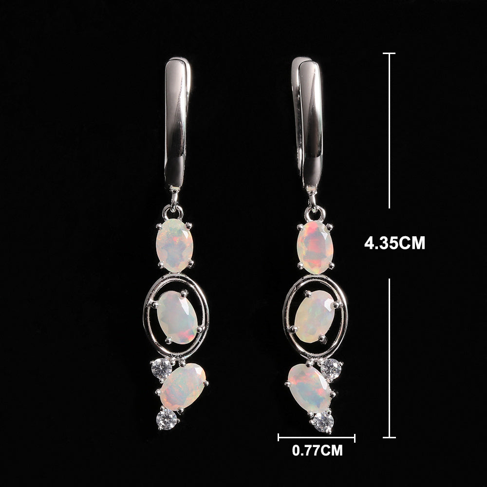 ‘Nell’ Three Opal Linear Drop Earrings – dimensions