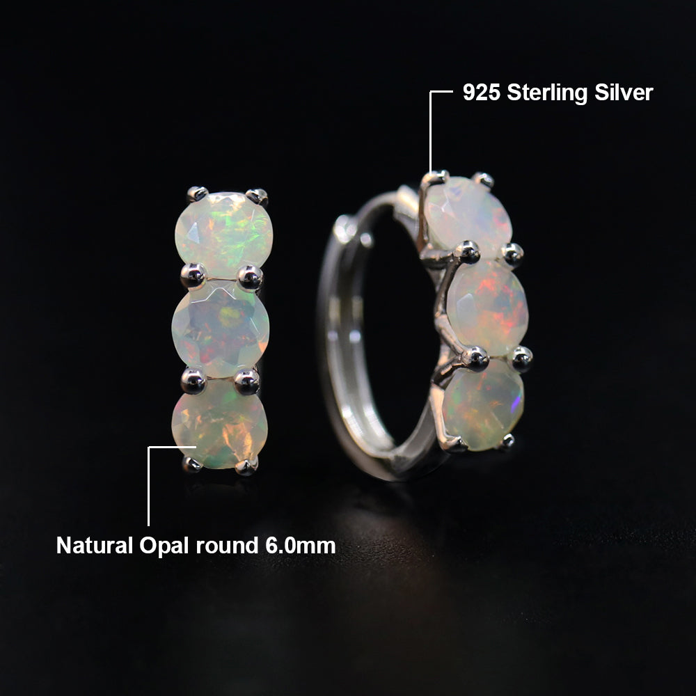 ‘Dottie’ Three Round Opal Huggie Earrings – material callout