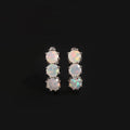 ‘Lettie’ Three Round Opal Leverback Earrings