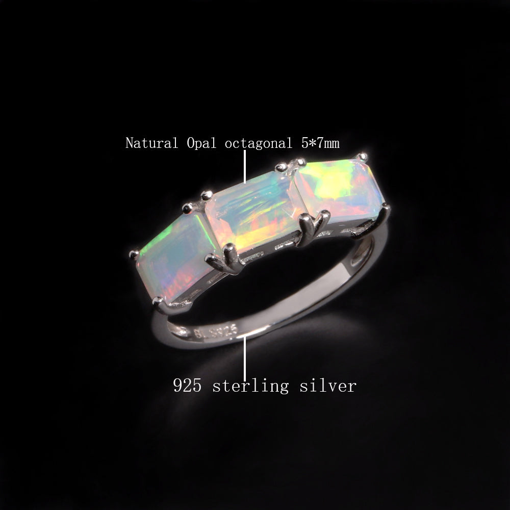 ‘Bronwyn’ Three Stone Octagon Opal Ring – material callouts
