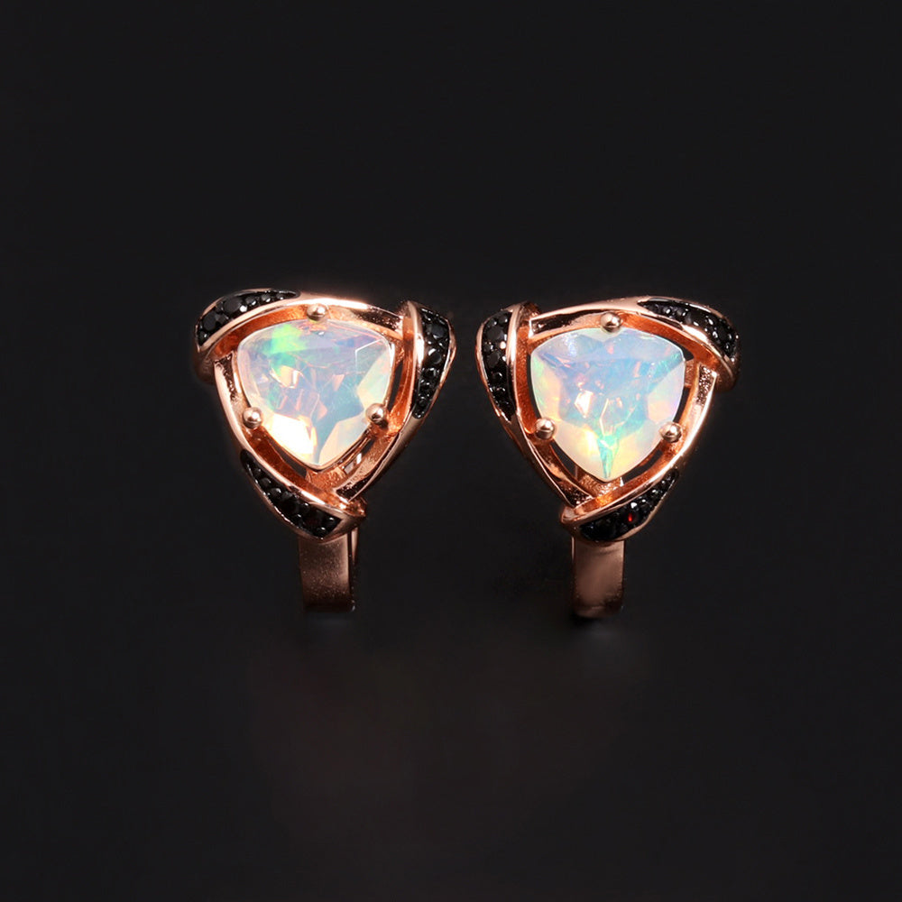 ‘Clementine’ Trillion Opal Rose Gold Earrings