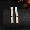 ‘Savannah’ Baguette Opal Line Drop Earrings