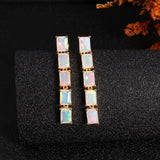 ‘Savannah’ Baguette Opal Line Drop Earrings