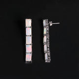 ‘Savannah’ Baguette Opal Line Drop Earrings – white side view