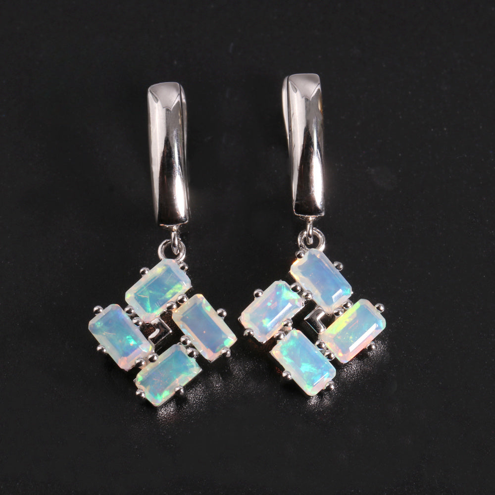 ‘Phoenix’ Baguette Opal Pinwheel Drop Earrings