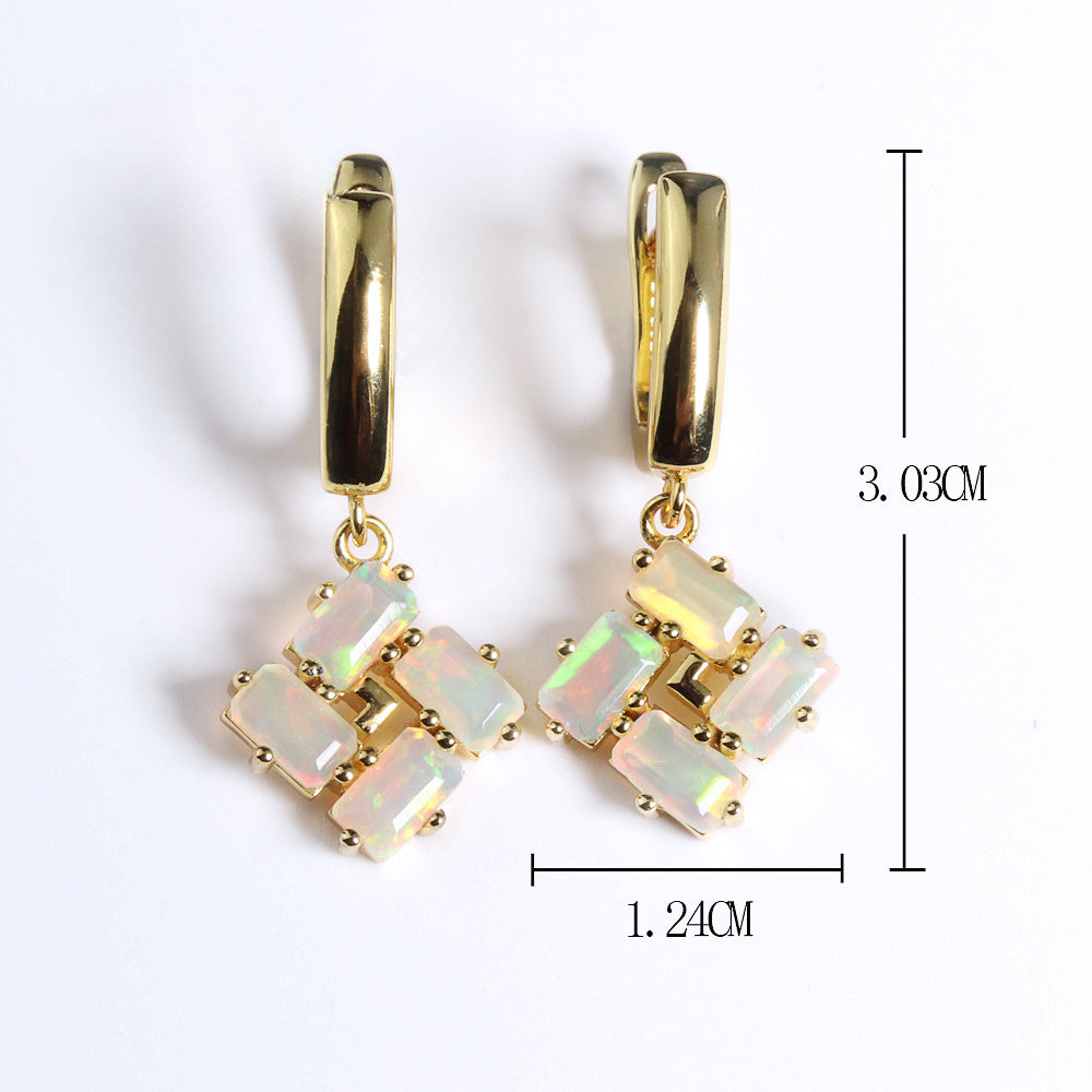‘Phoenix’ Baguette Opal Pinwheel Drop Earrings – dimensions