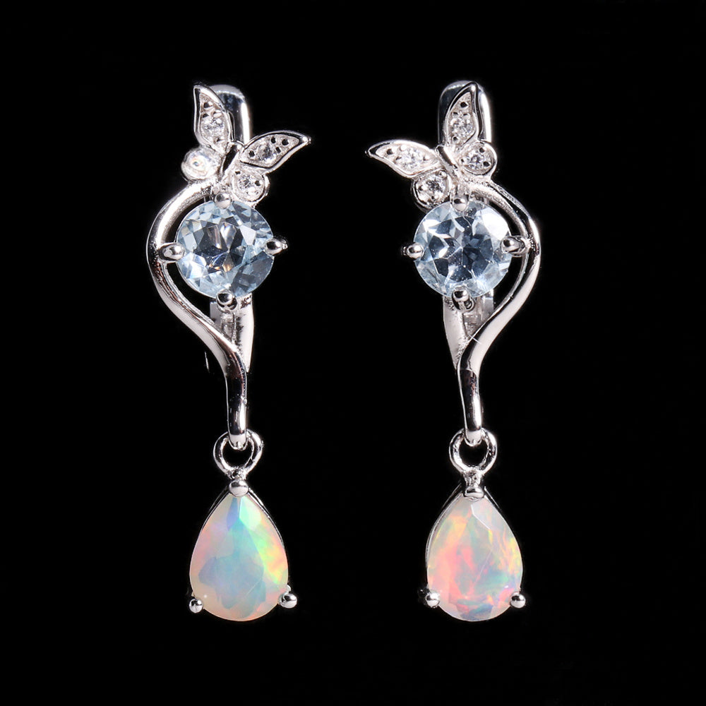 ‘Millie’ Butterfly Topaz Pear Opal Earrings