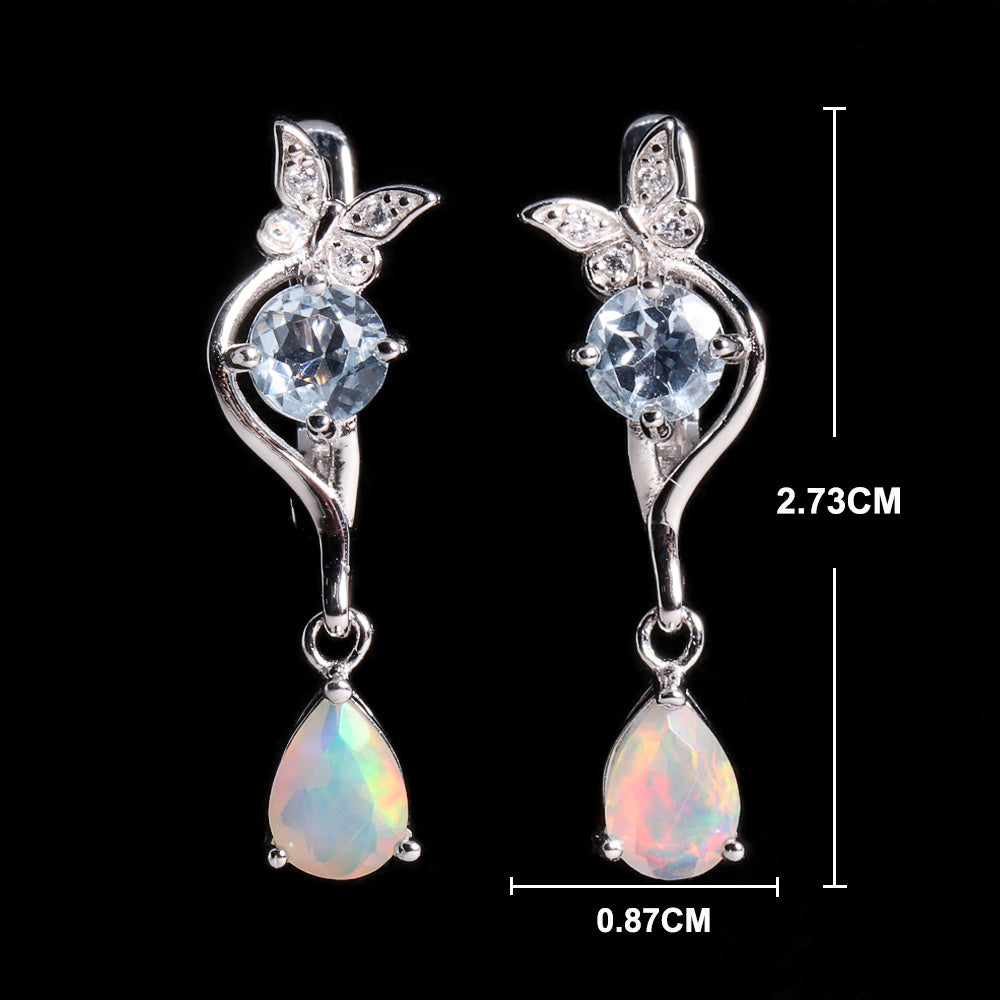 ‘Millie’ Butterfly Topaz Pear Opal Earrings – dimensions