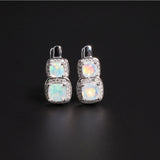 ‘Hadley’ Cushion Opal Double Halo Earrings – pair front plain