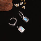 ‘Louise’ Cushion Opal Halo Hoop Earrings – detachable parts