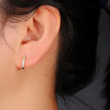 ‘Louise’ Cushion Opal Halo Hoop Earrings – hoop on ear