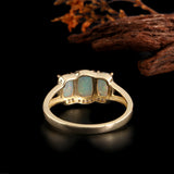 ‘Lottie’ Cushion Opal Three Stone Set – ring front